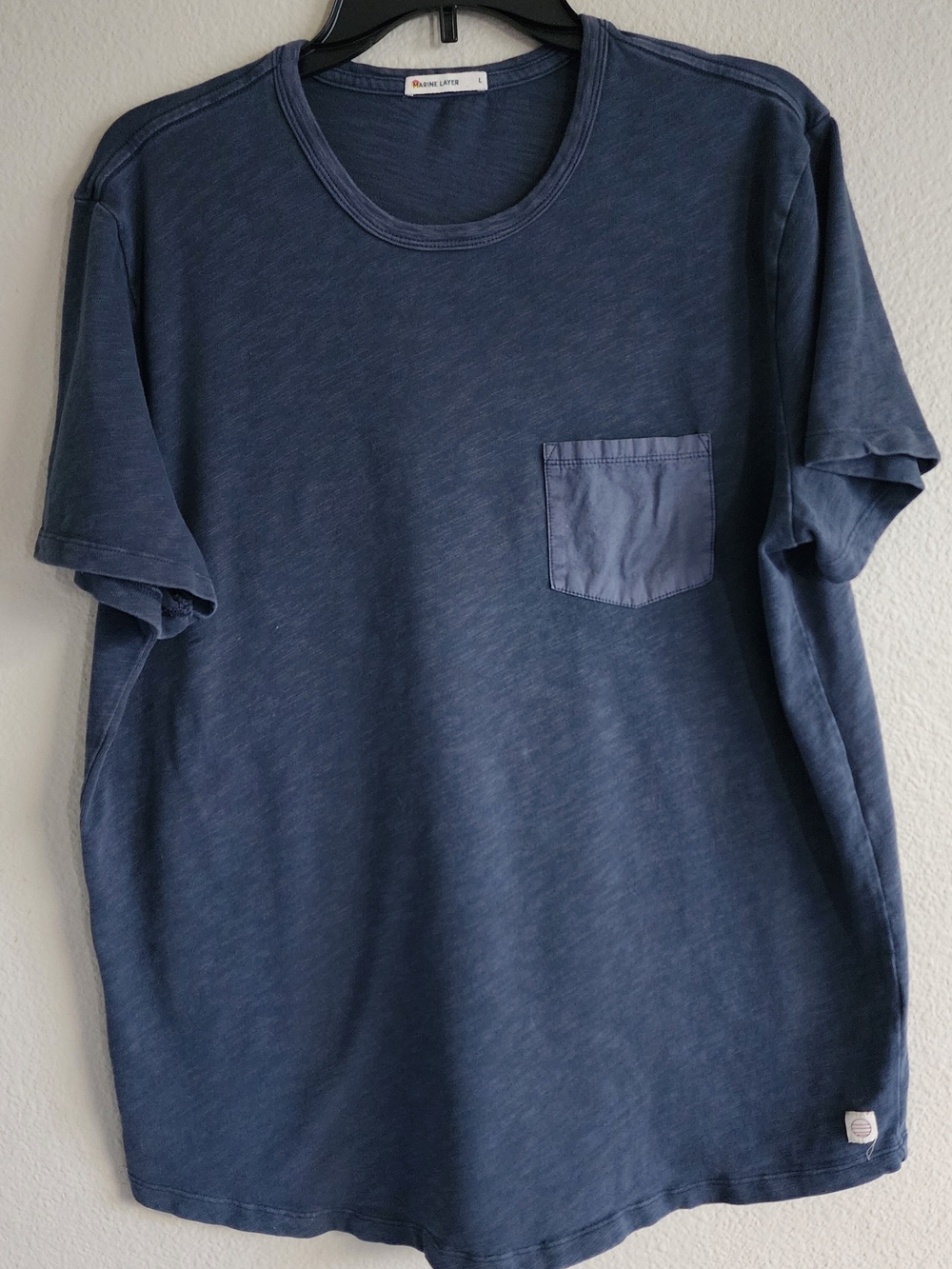 Marine Layer Men's Slub Cotton Pocket Tee Navy Blue Large